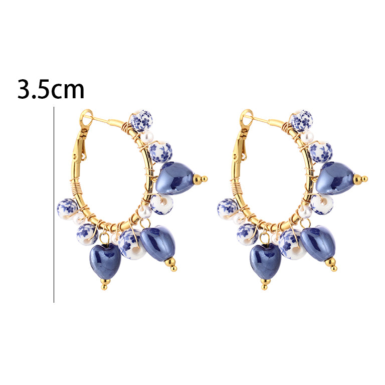 Delft Blue Heart Hoops