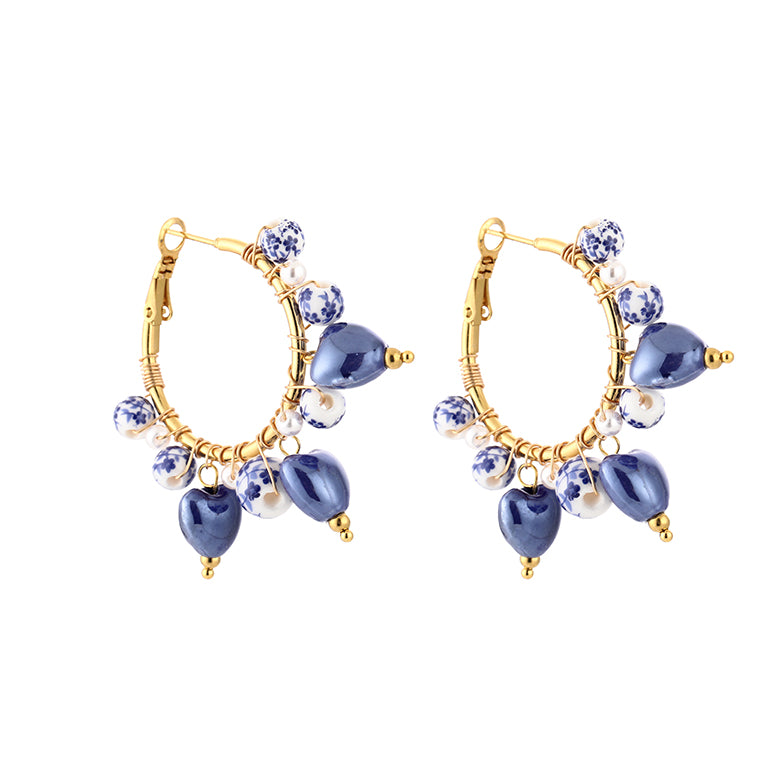 Delft Blue Heart Hoops